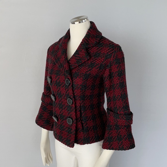 Mac & jac wool Double Breasted Tweed Jacket Size 6 - Picture 3 of 14